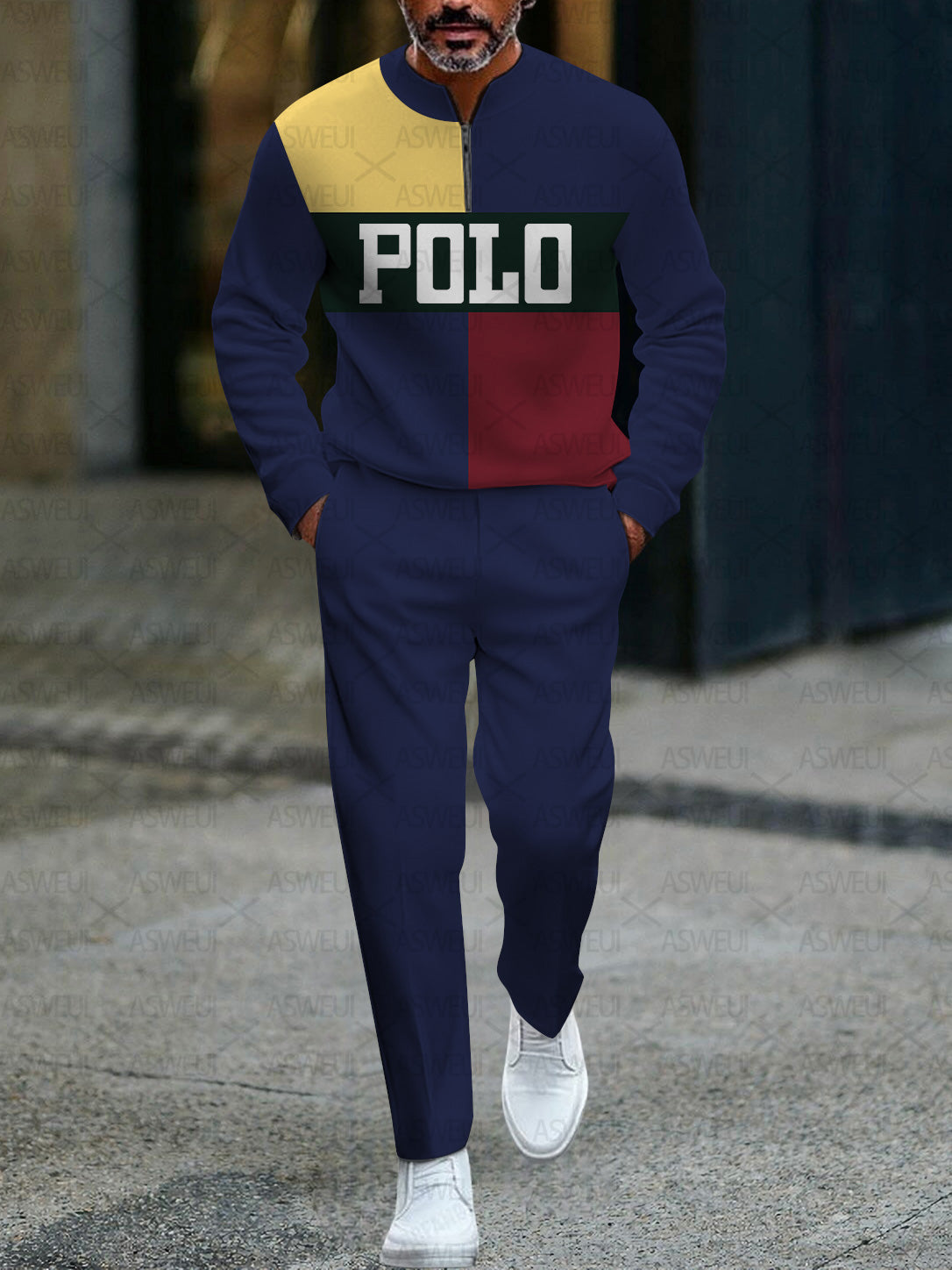 Zipper Long Sleeve Long Pants Two-Piece Set