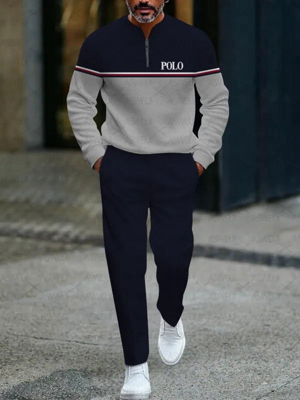 Zipper Long Sleeve Long Pants Two-Piece Set