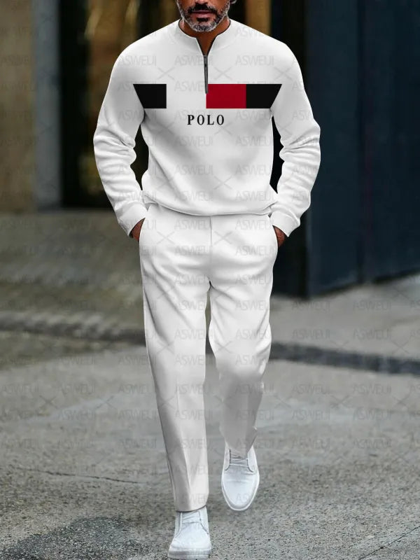 Zipper Long Sleeve Long Pants Two-Piece Set