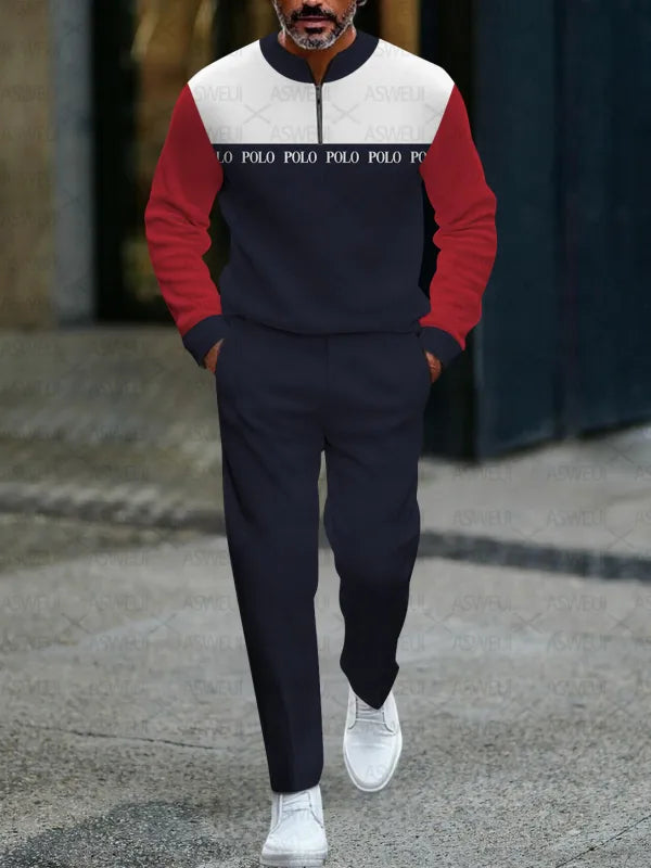 Zipper Long Sleeve Long Pants Two-Piece Set