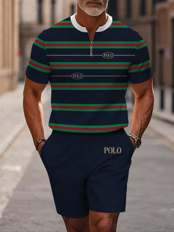 Short Sleeve Zipper Two-piece Set