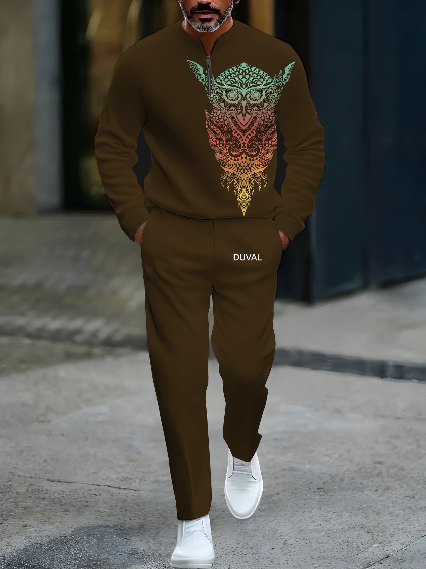 Zipper Long Sleeve Long Pants Two-Piece Set