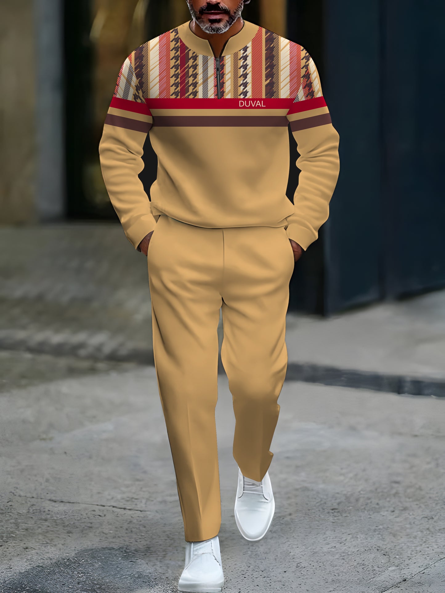 Zipper Long Sleeve Long Pants Two-Piece Set