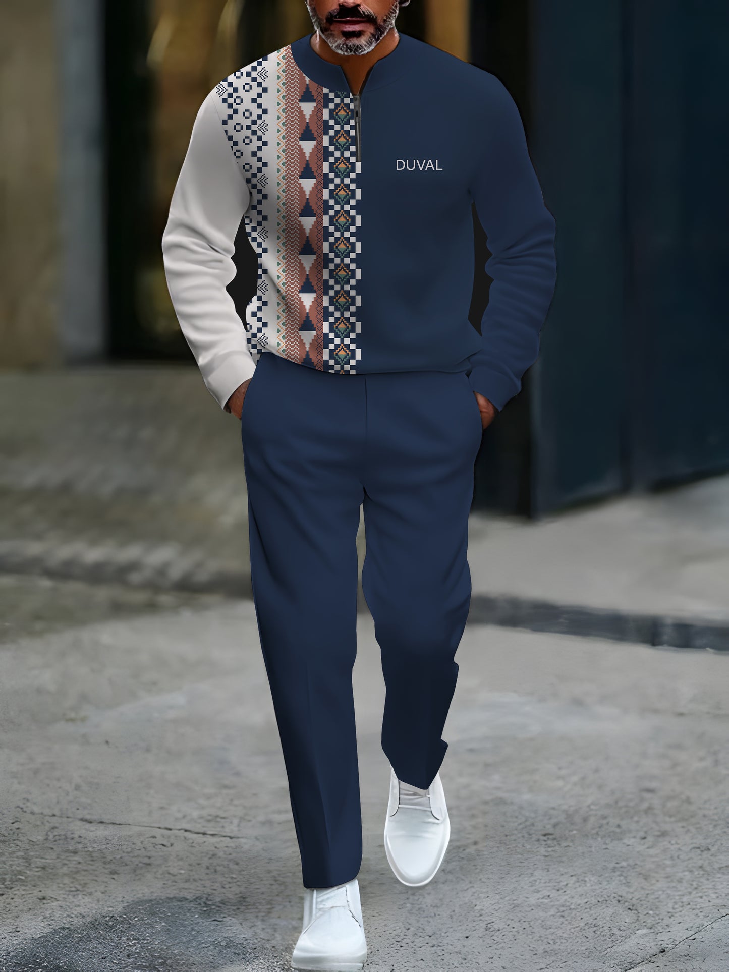 Zipper Long Sleeve Long Pants Two-Piece Set