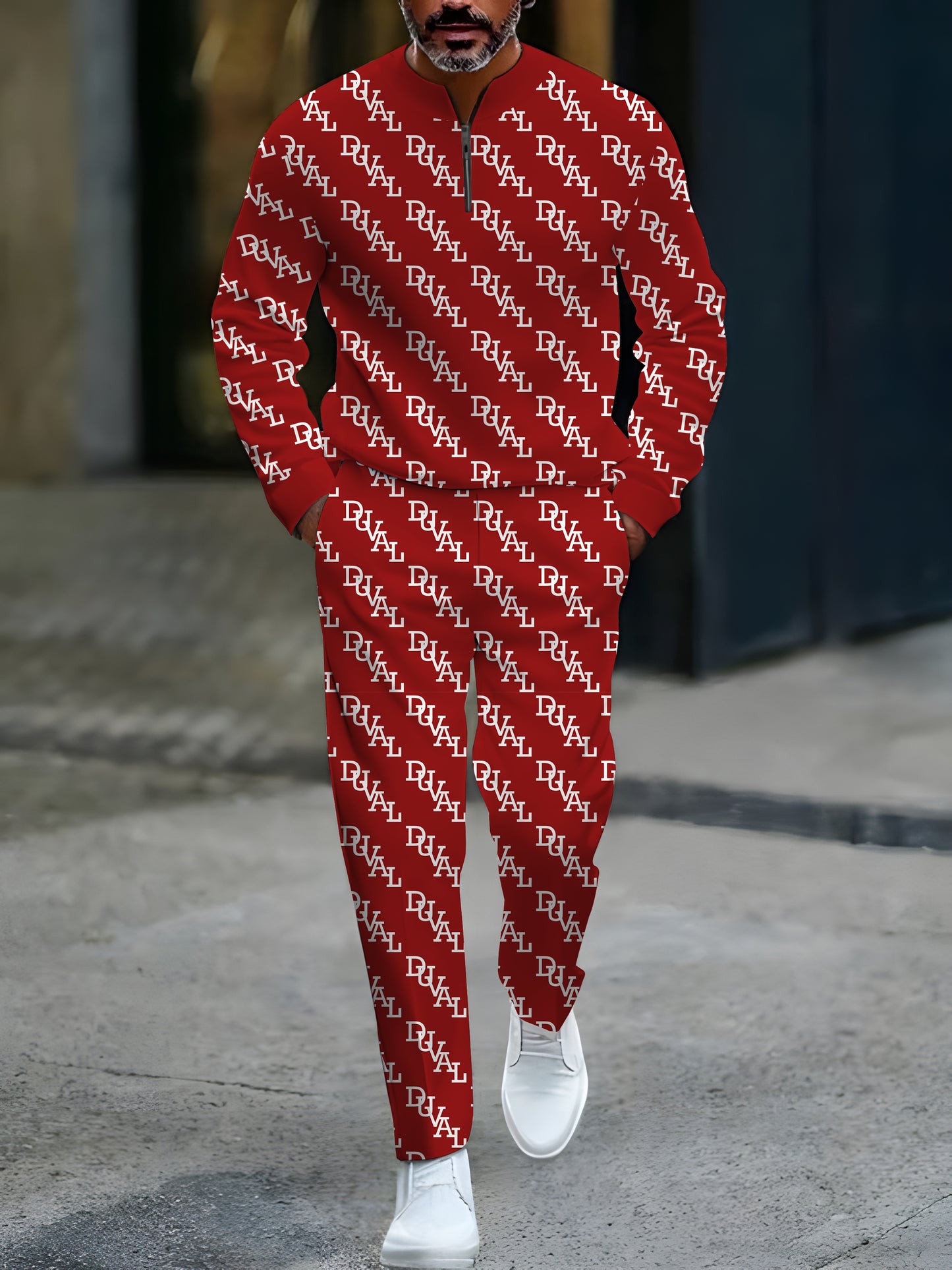 Zipper Long Sleeve Long Pants Two-Piece Set - DUVAL