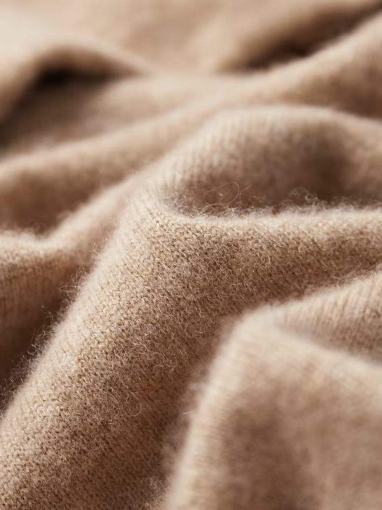 Pure Extra-Fine Merino Wool Beige Leisure Hoodie