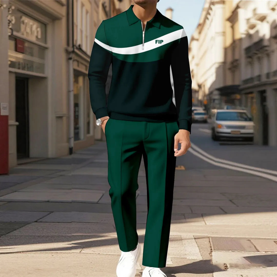 Modern Quarter Zip Two-Piece Set