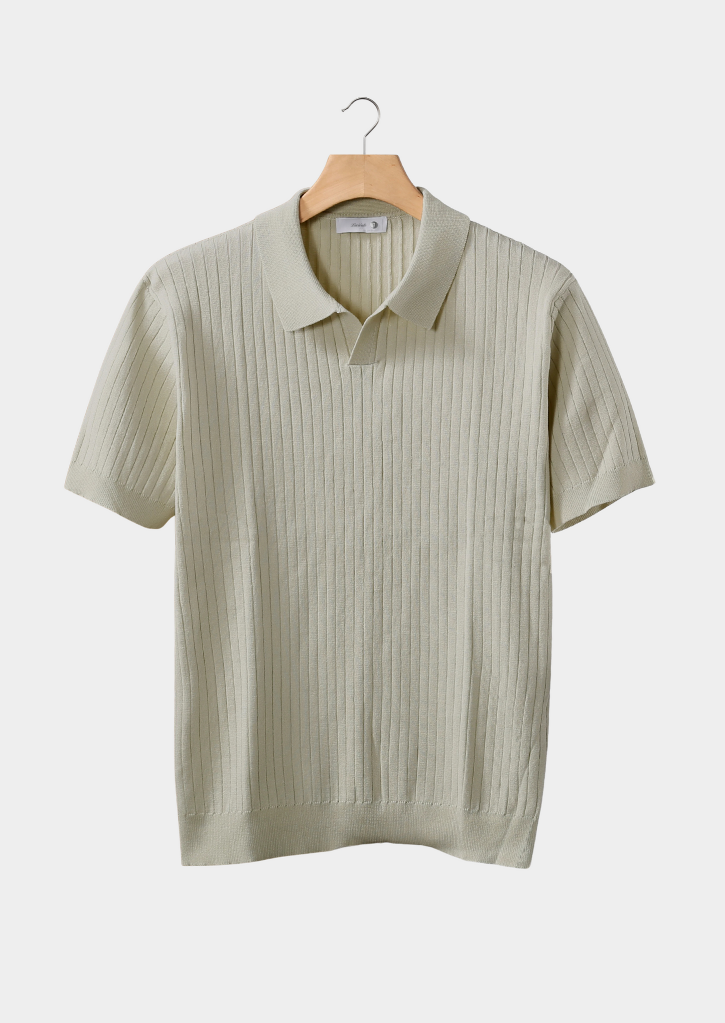 Khaki Ribbed Buttonless Polo
