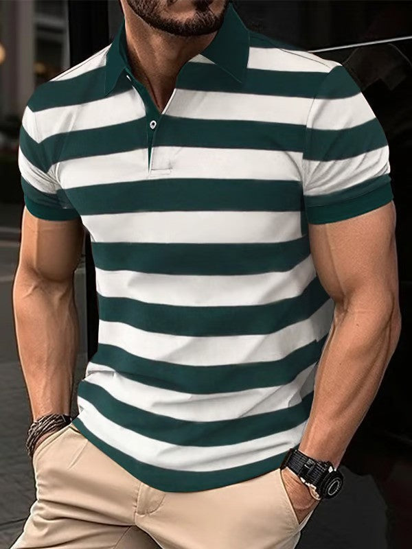 Casual Fashion Contrast Stripe Polo