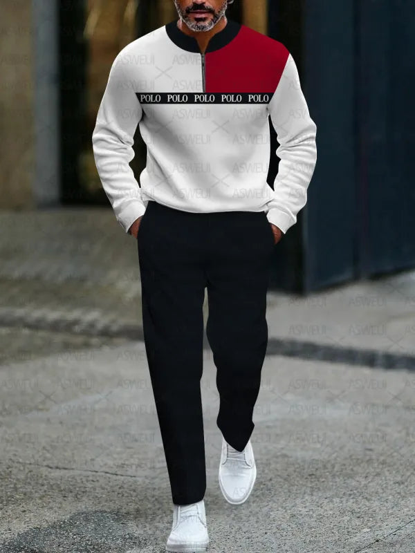 Zipper Long Sleeve Long Pants Two-Piece Set