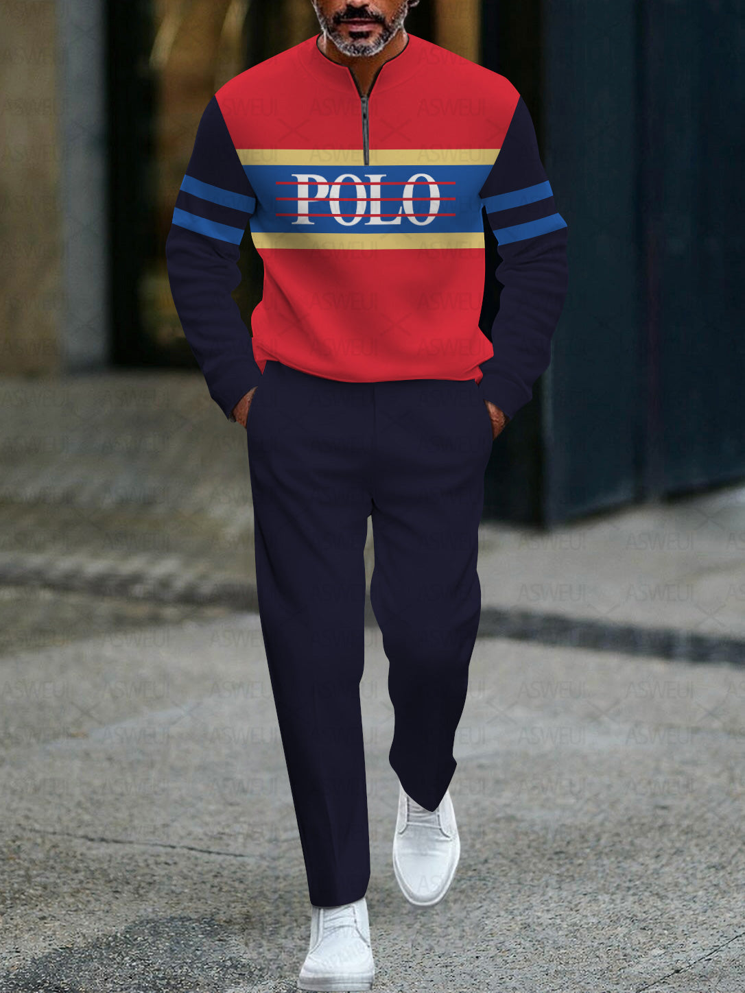 Zipper Long Sleeve Long Pants Two-Piece Set