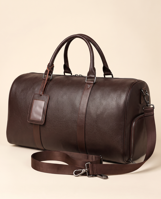 The Gstaad 55 — Leather Travel Bag | Brown
