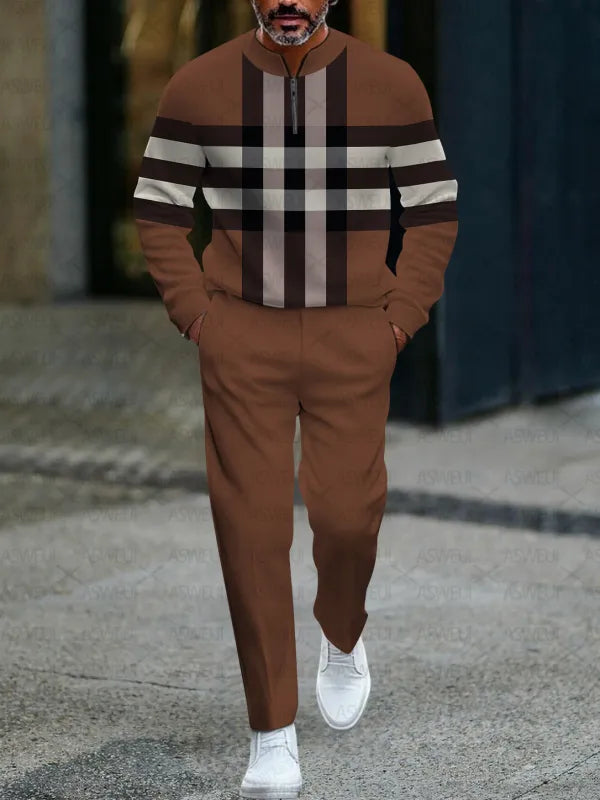 Zipper Long Sleeve Long Pants Two-Piece Set