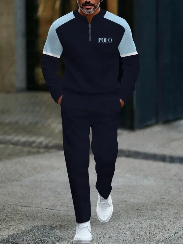 Zipper Long Sleeve Long Pants Two-Piece Set