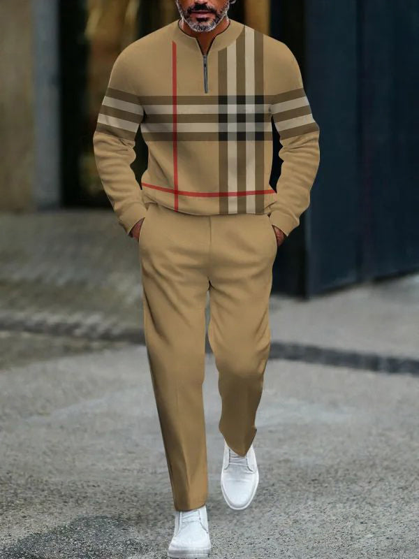 Zipper Long Sleeve Long Pants Two-Piece Set