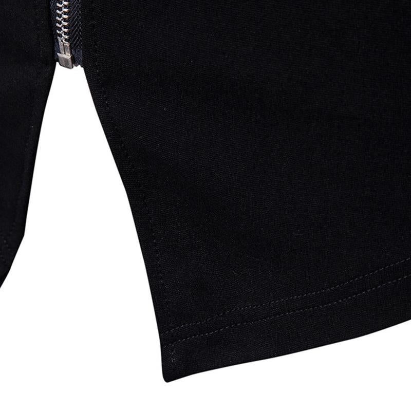 Casual Stand Collar Slim Knit Leather Panel Jacket