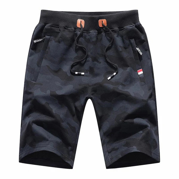 Casual Camouflage Breathable Cotton Elastic Waist Straight Shorts