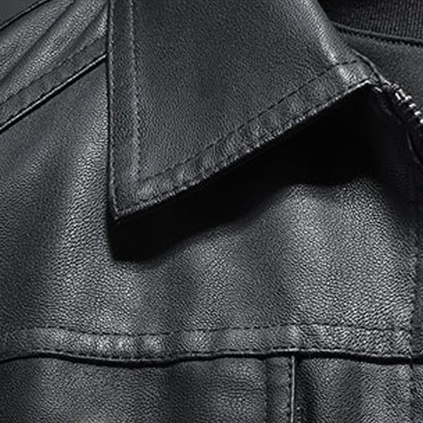 Lapel Leather Biker Jacket