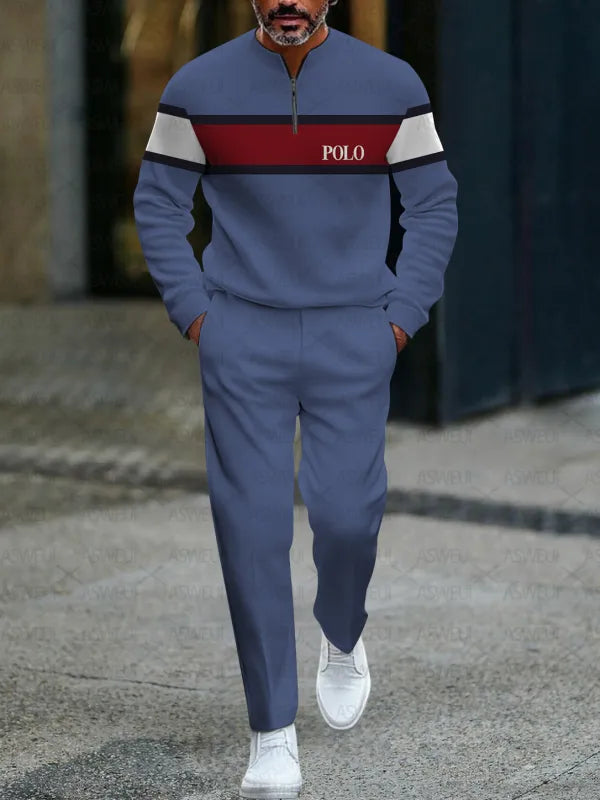 Zipper Long Sleeve Long Pants Two-Piece Set