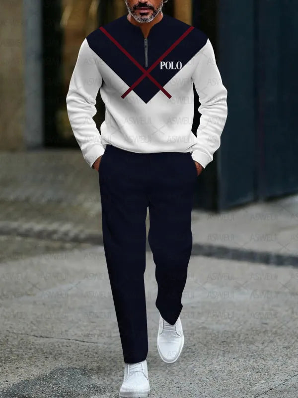 Zipper Long Sleeve Long Pants Two-Piece Set