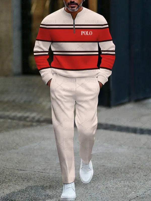 Zipper Long Sleeve Long Pants Two-Piece Set