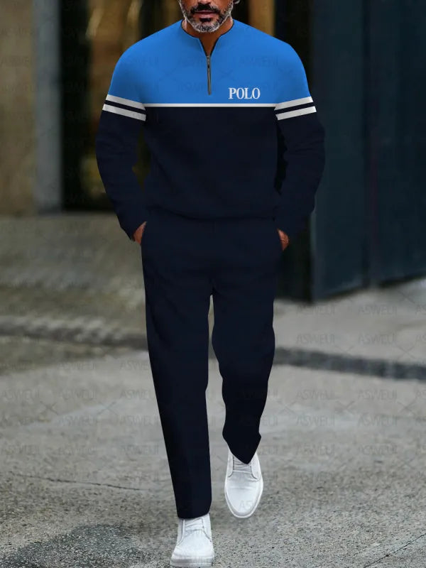 Zipper Long Sleeve Long Pants Two-Piece Set