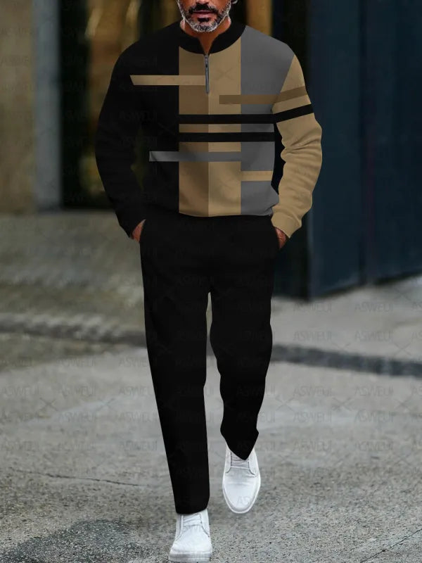 Long Sleeve Zipper Two-piece Set