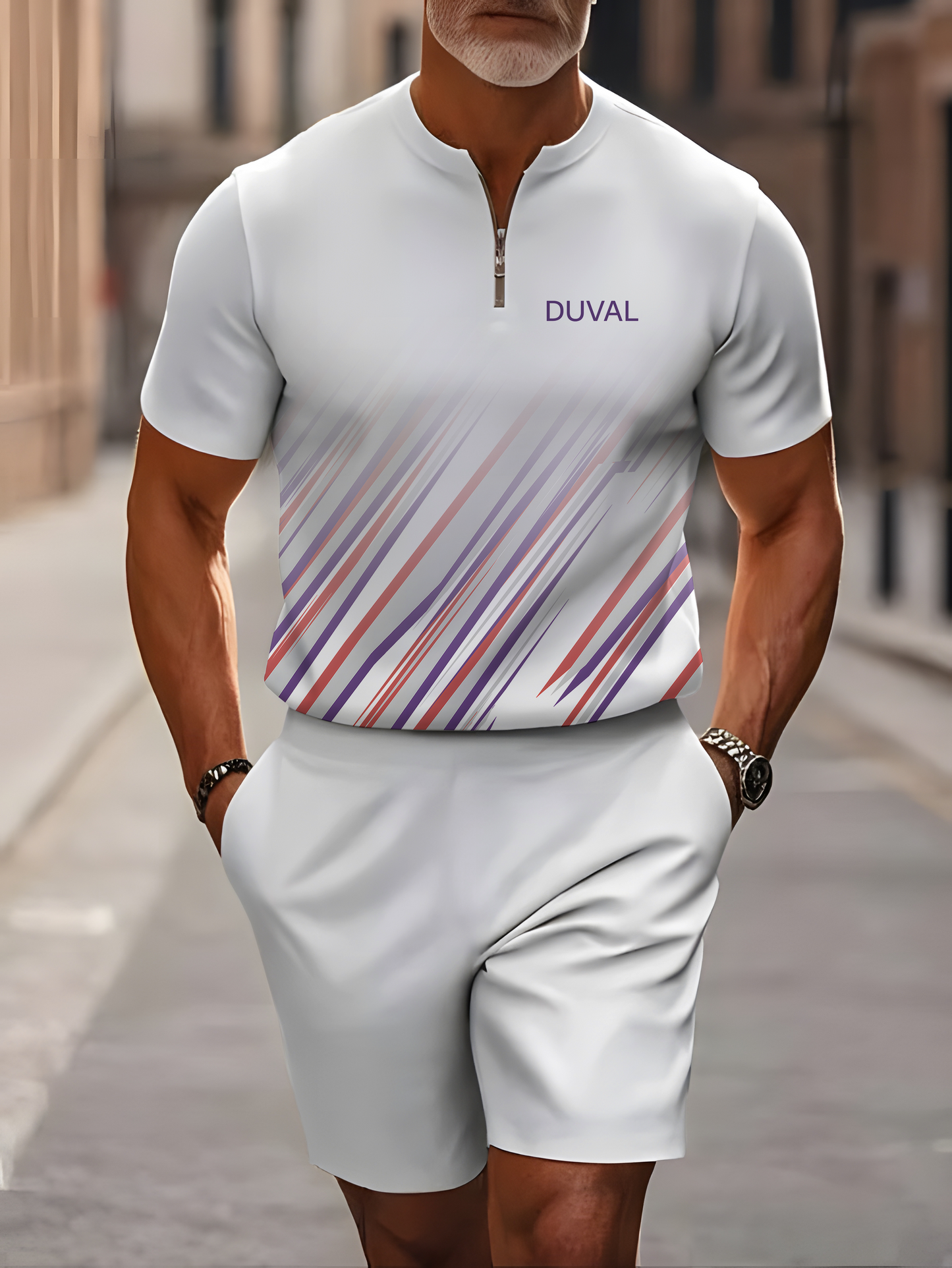 Short Sleeve Zipper Two-piece Set