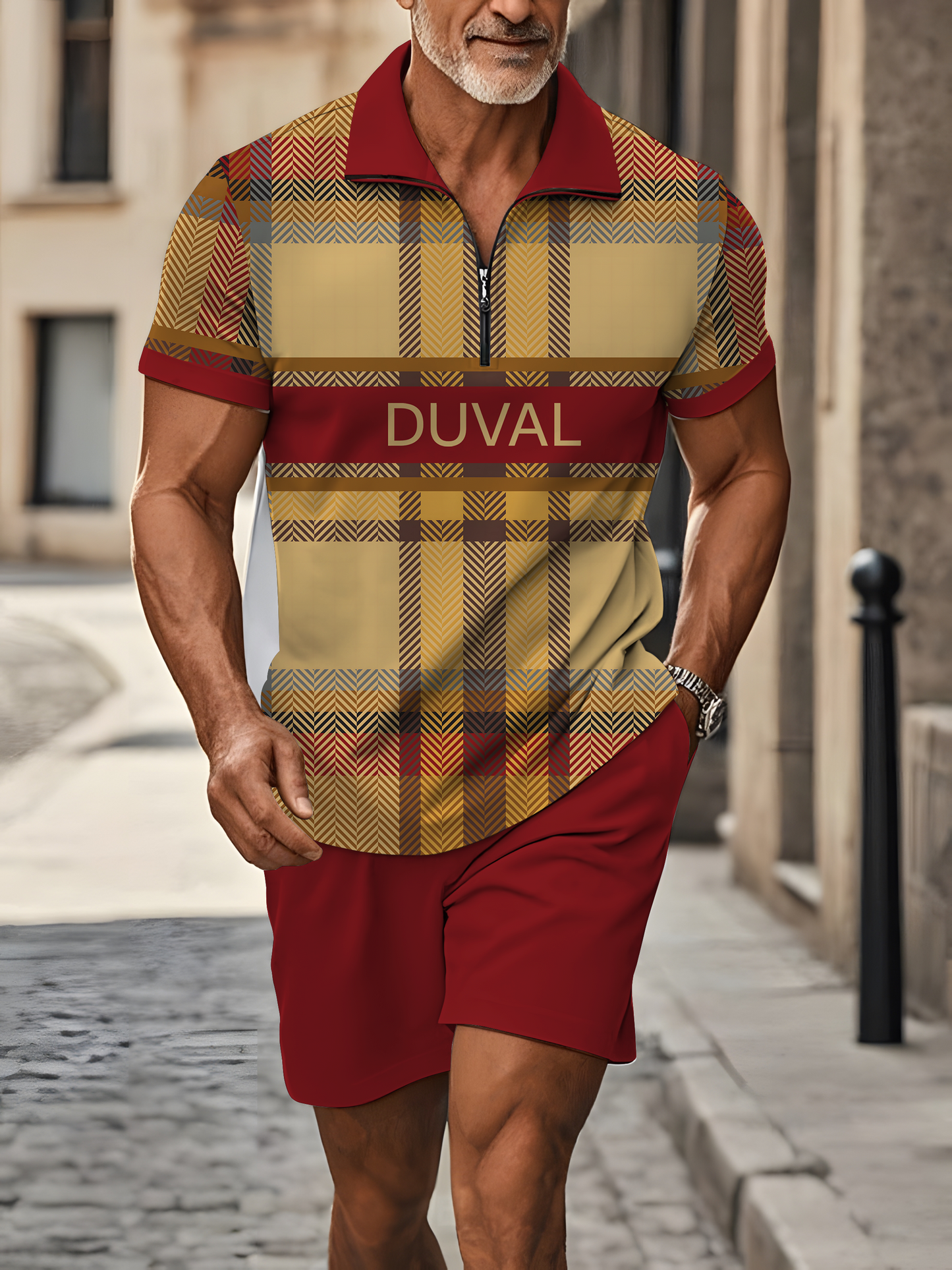 Polo Short Sleeve Zipper Two-Piece Set