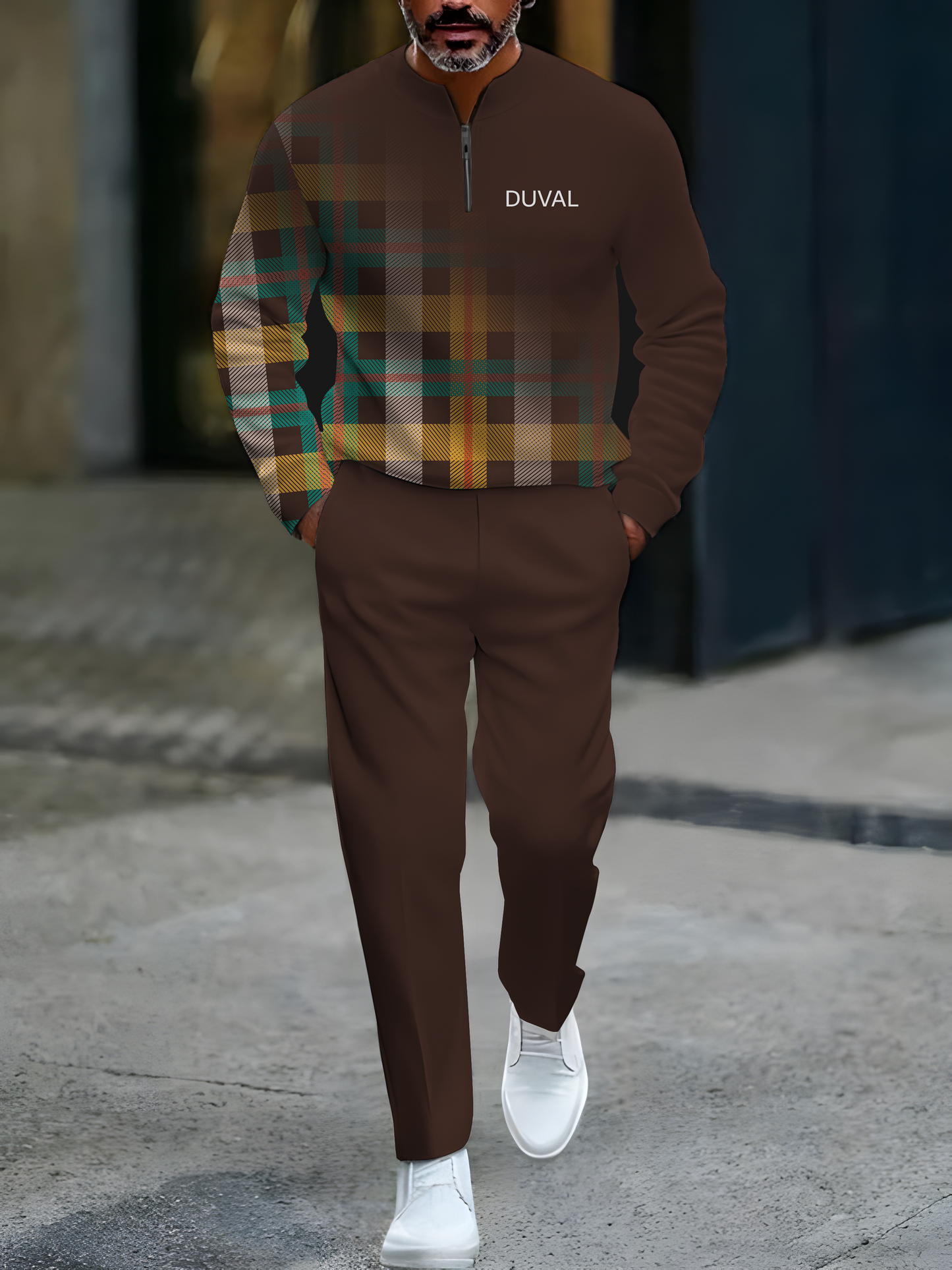 Zipper Long Sleeve Long Pants Two-Piece Set