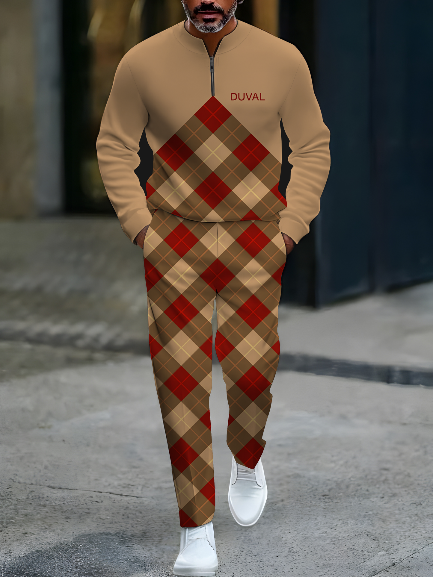 Zipper Long Sleeve Long Pants Two-Piece Set