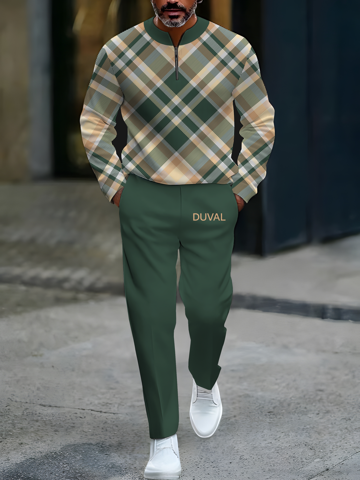 Zipper Long Sleeve Long Pants Two-Piece Set