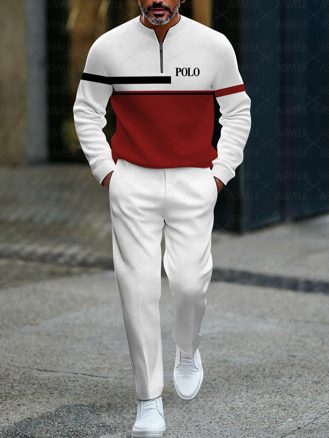 Zipper Long Sleeve Long Pants Two-Piece Set