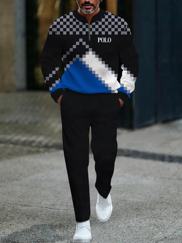 Zipper Long Sleeve Long Pants Two-Piece Set