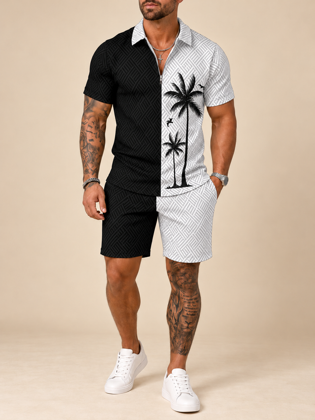 Coconut Tree Polo Shirt And Shorts Co-Ord