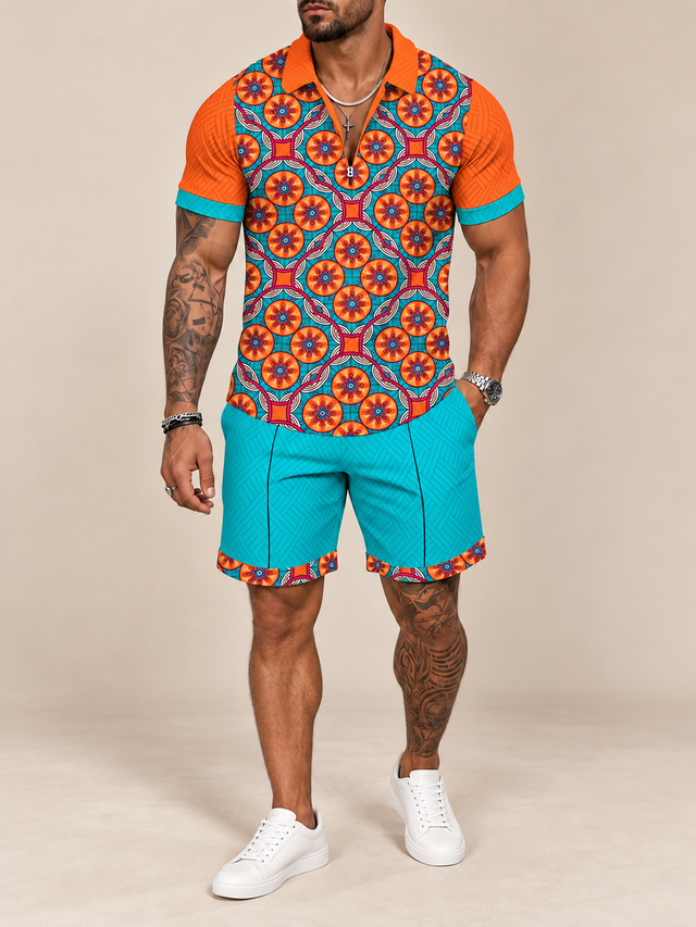 Azure Polo Shirt And Shorts Co-Ord