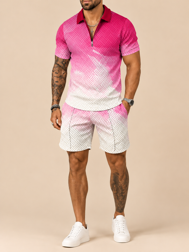Solstice Pink Polo Shirt And Shorts Co-Ord