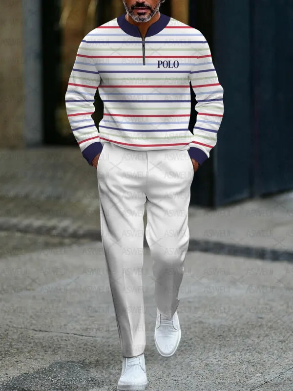 Zipper Long Sleeve Long Pants Two-Piece Set