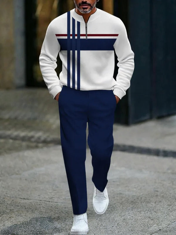 Zipper Long Sleeve Long Pants Two-Piece Set