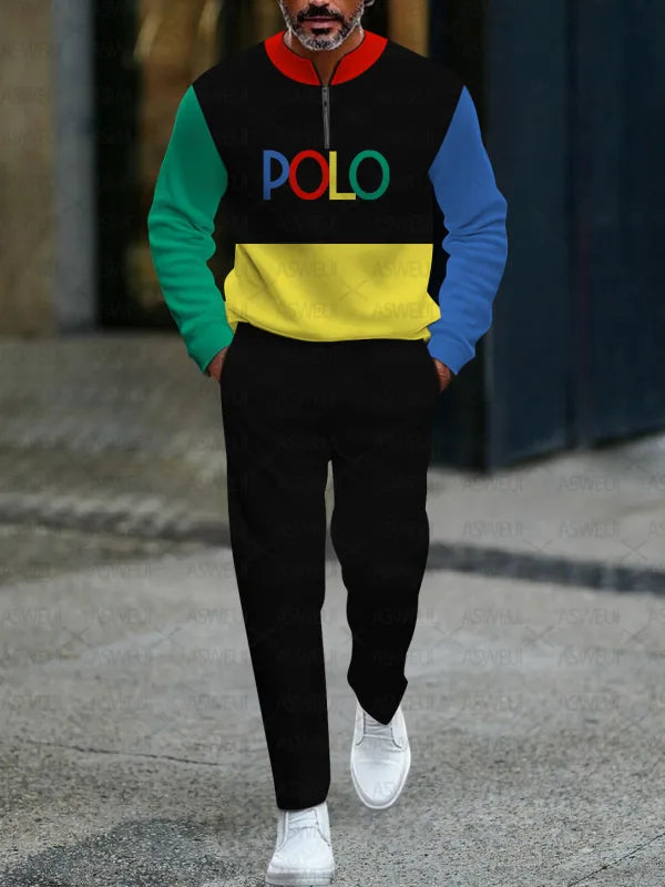 Zipper Long Sleeve Long Pants Two-Piece Set