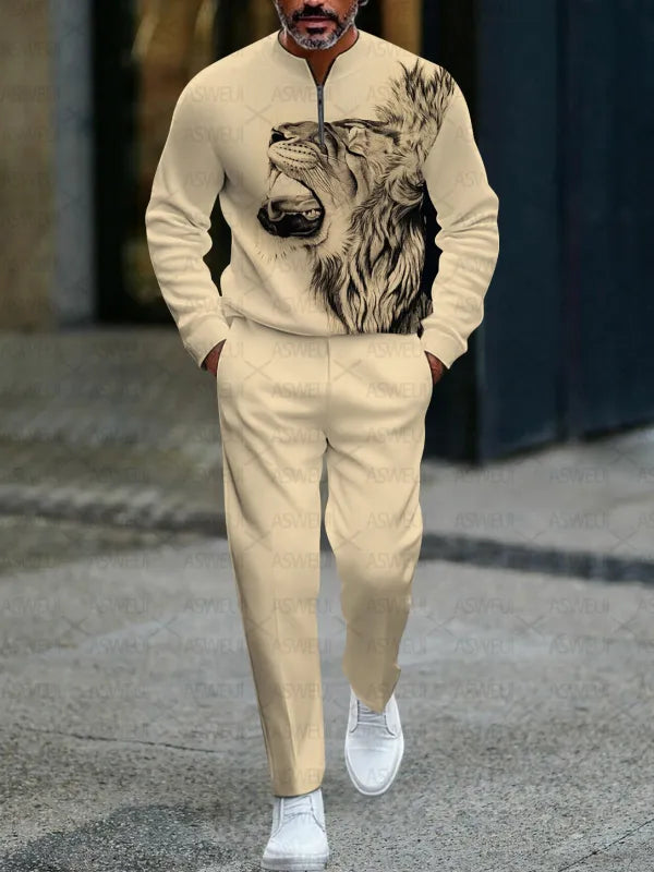 Long Sleeve Zipper Two-piece Set