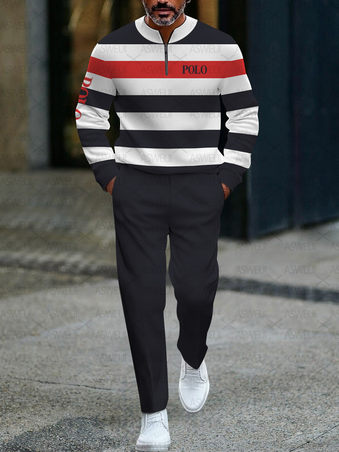 Zipper Long Sleeve Long Pants Two-Piece Set