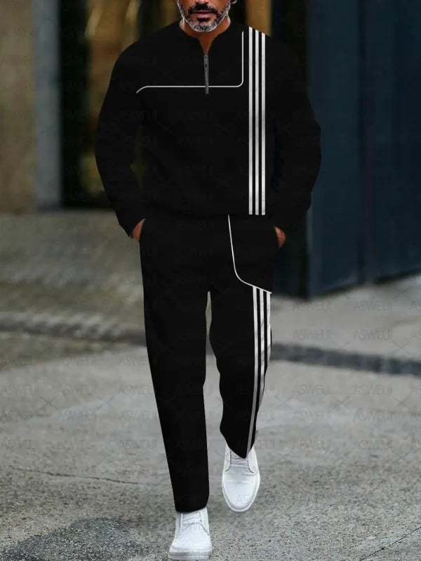 Long Sleeve Zipper Two-piece Set