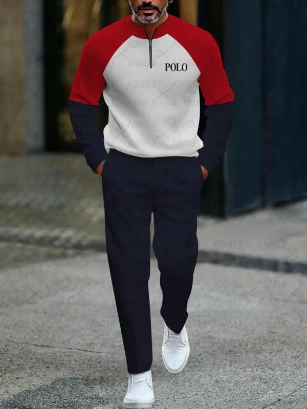 Zipper Long Sleeve Long Pants Two-Piece Set