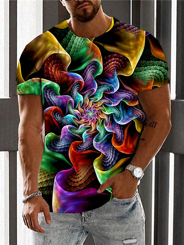 Men's T-Shirt 3D Print Short Sleeve Casual Tops - DUVAL