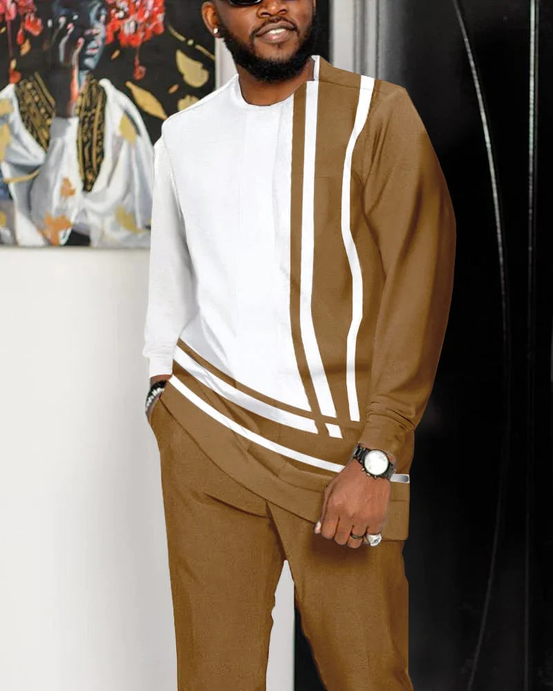 Casual Color Blocking Long Sleeve Walking Suit-167