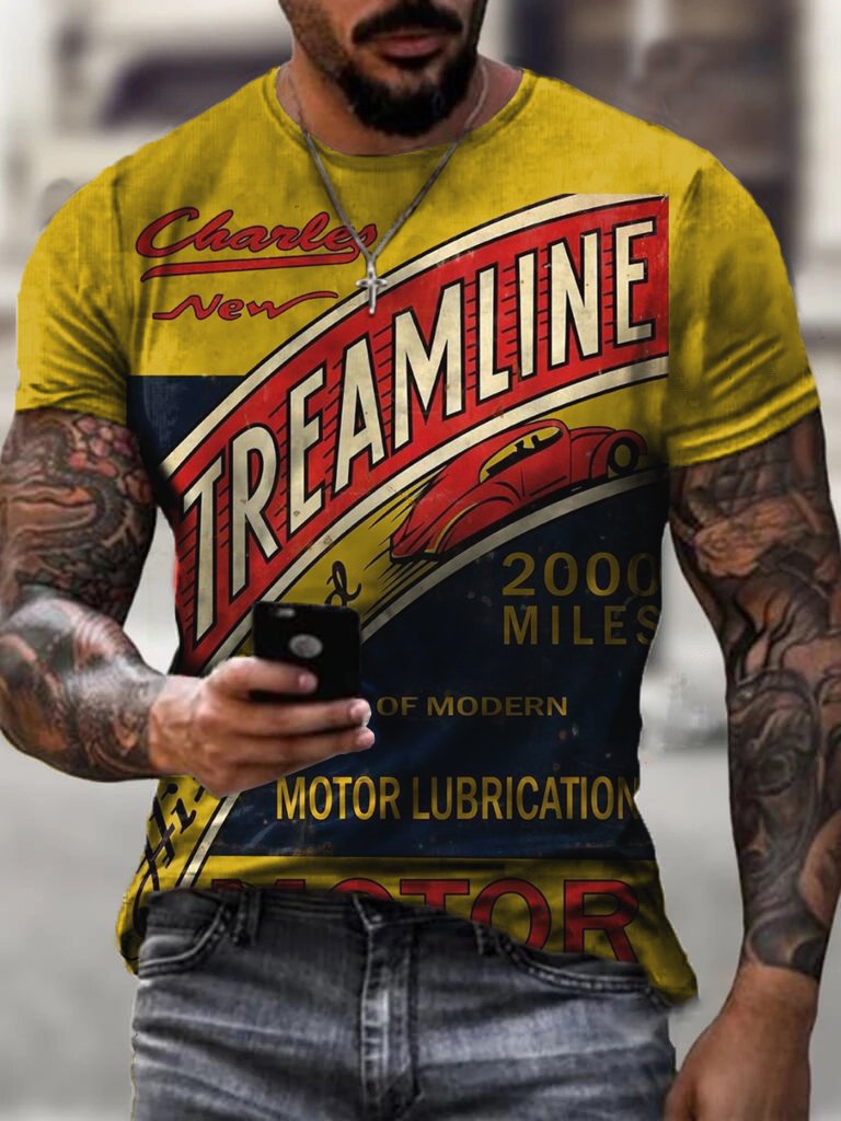 Vintage Biker Men's Print T-Shirt - DUVAL