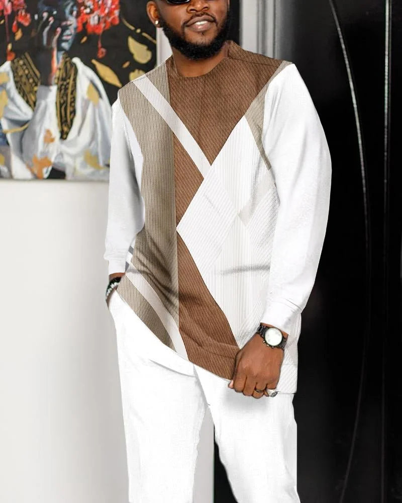 Casual Color Blocking Long Sleeve Walking Suit-007