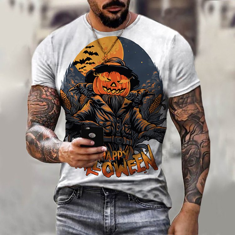 Men's Stylish Casual Halloween Short Sleeved T-Shirt - DUVAL