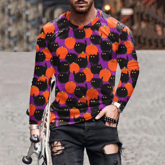 Men's Stylish Casual Halloween Long-Sleeved T-Shirt - DUVAL